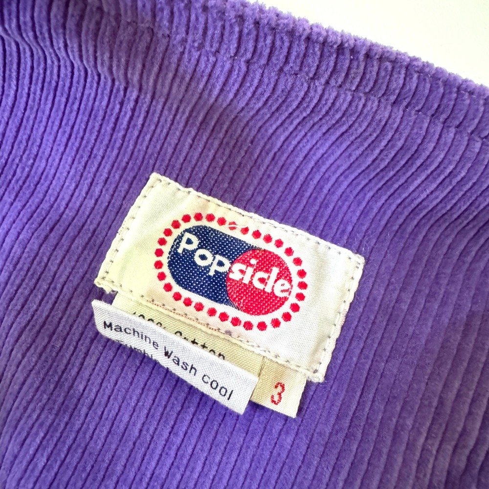 Vintage 90's Popsicle Brand Kids Overalls Bibs Sz 3 Purple Corduroy Knee Pockets - Picture 5 of 5